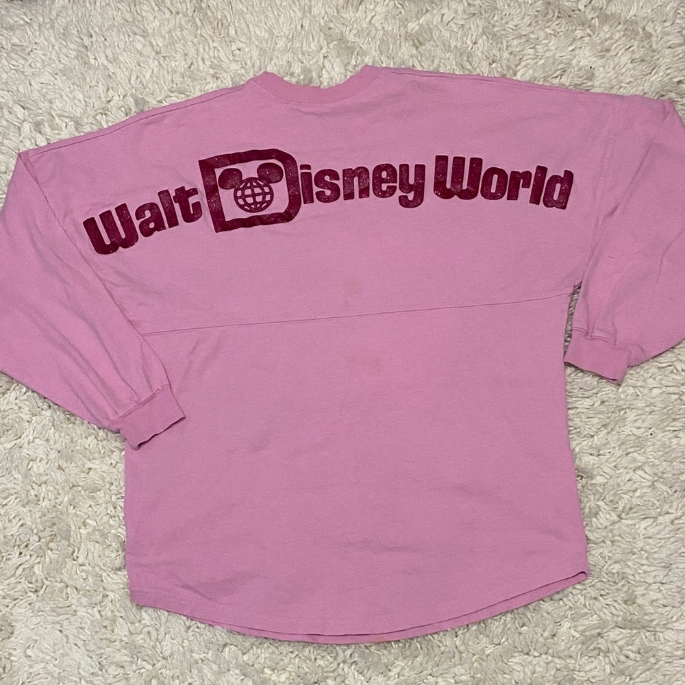 Walt Disney parks sport jersey women’s size M Pink Sweatshirt w pink glitter ¥